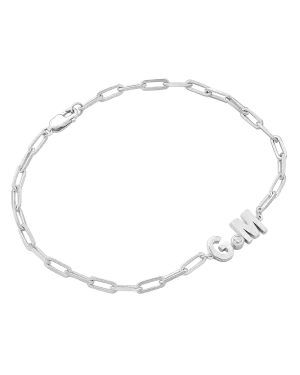 2 Initials Diamond Bracelet - 14K White Gold