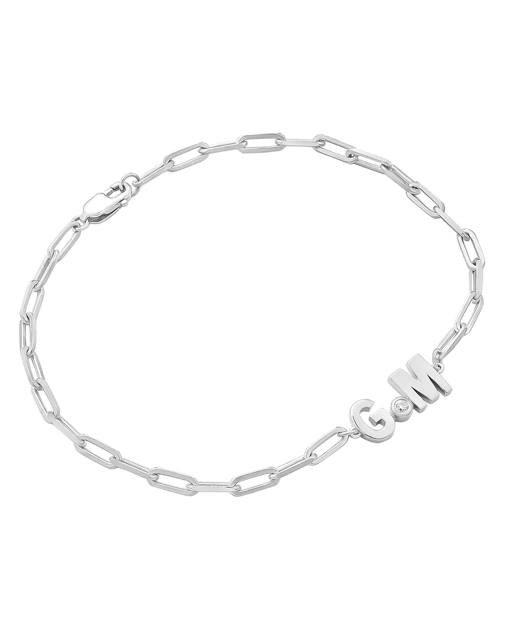 2 Initials Diamond Bracelet - 14K White Gold