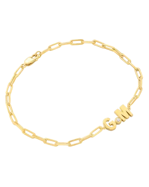 2 Initials Diamond Bracelet - 14K Yellow Gold