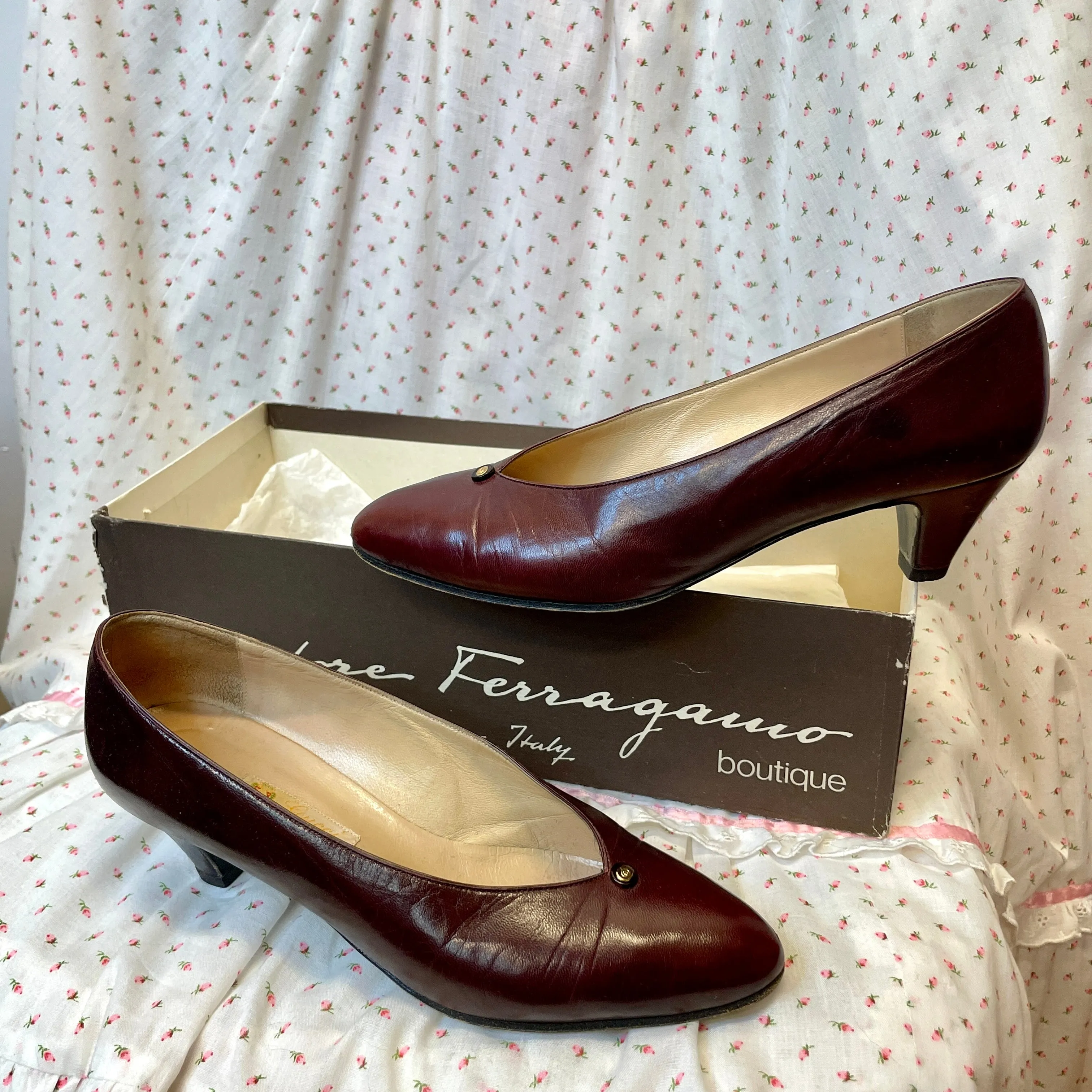 70s Gucci Designer Oxblood Made in Italy Leather Vintage Pumps Size EU 35.5