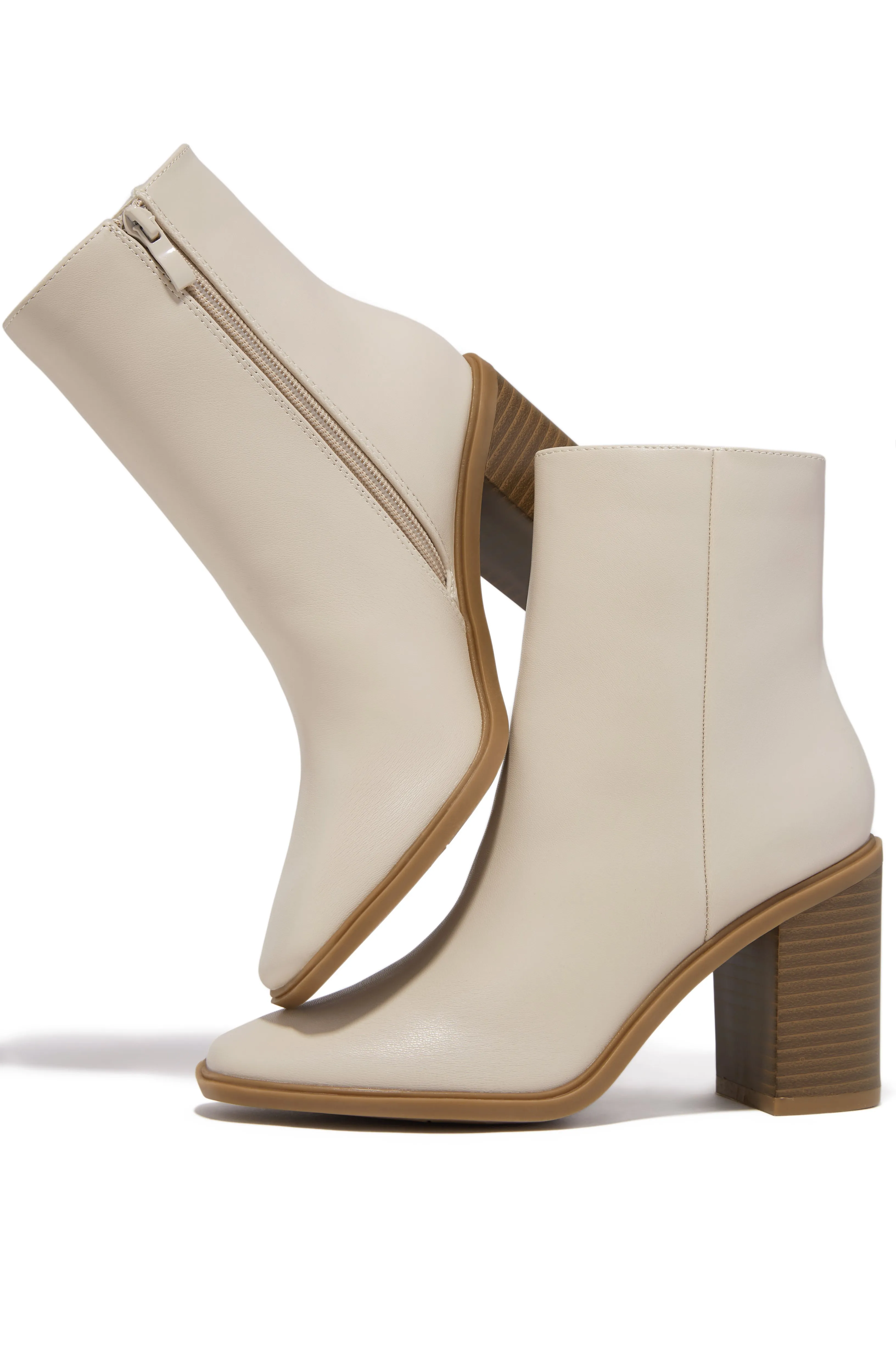 Alette Block Heel Ankle Boots - Ivory