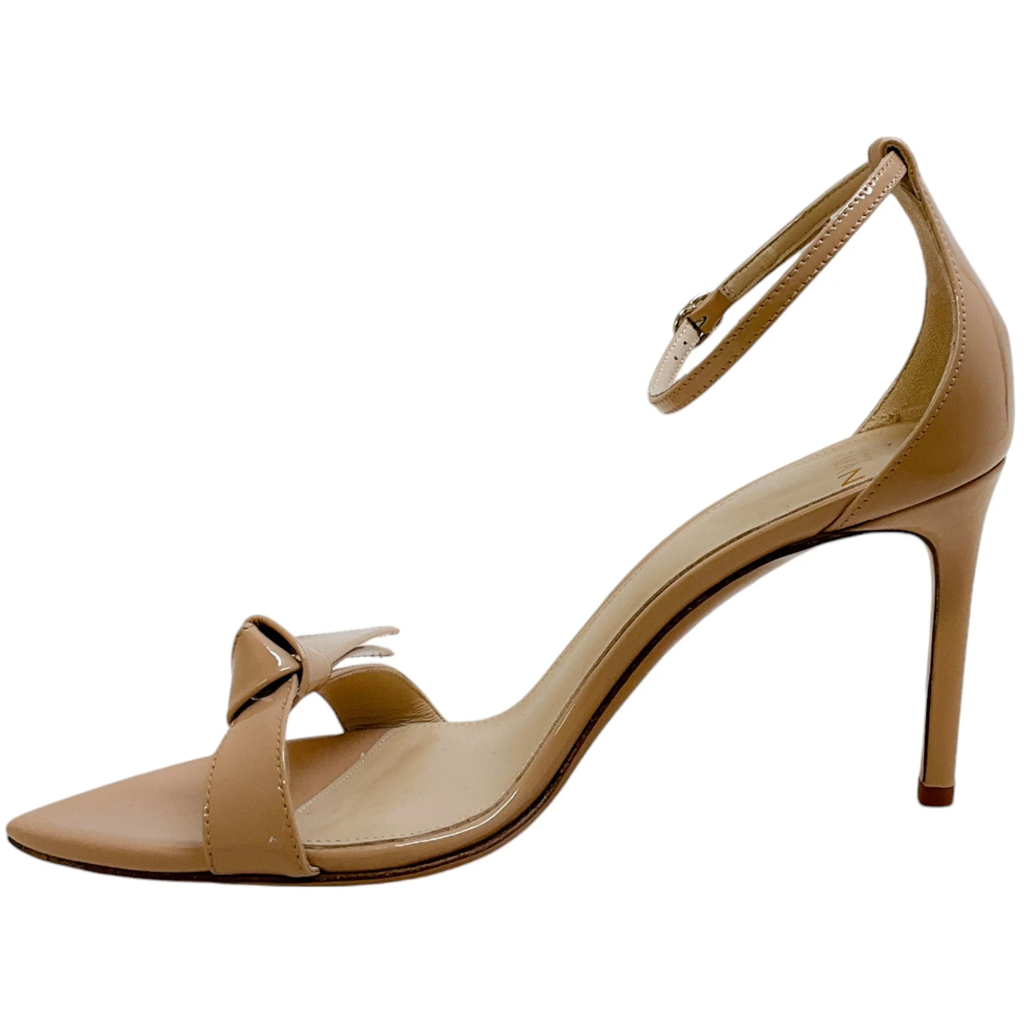 Alexandre Birman Nude Patent Leather Clarita Double 85 Sandals