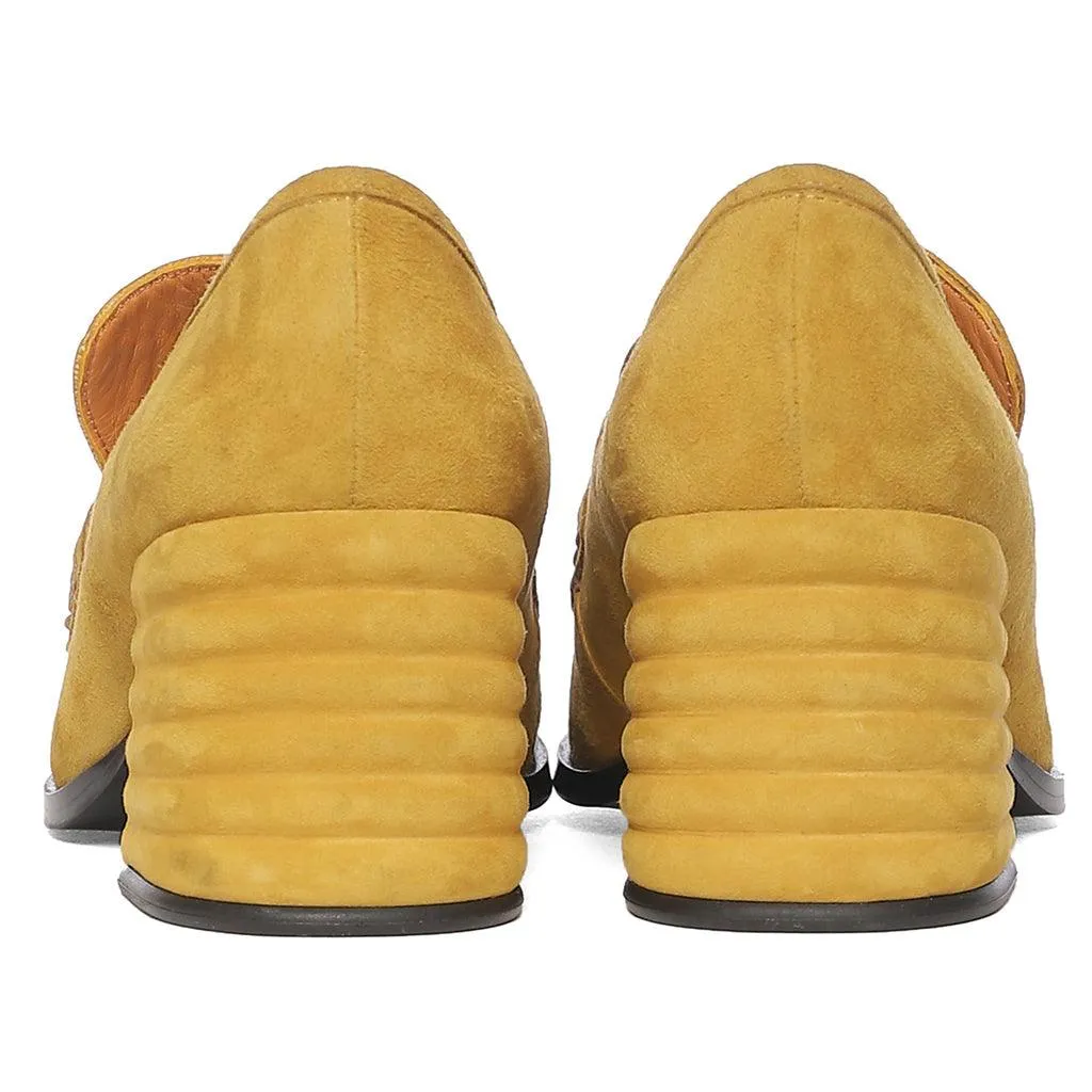 Amelia Mustard Suede Leather Moccasins