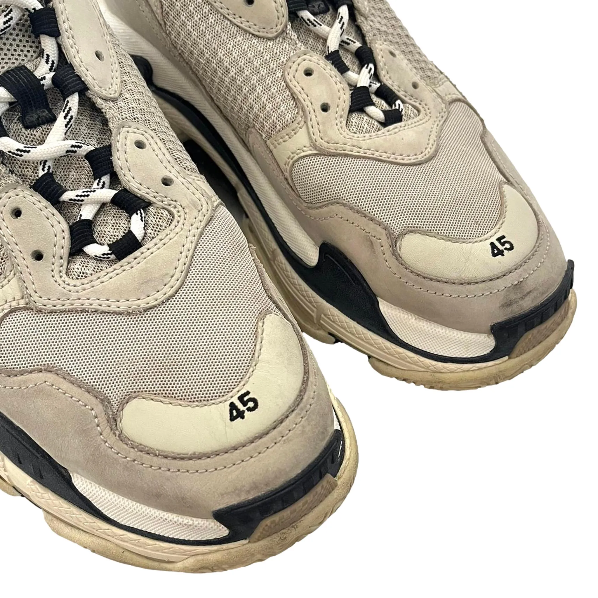 Balenciaga Triple S Leather, Nubuck & Mesh Sneakers. Size 45