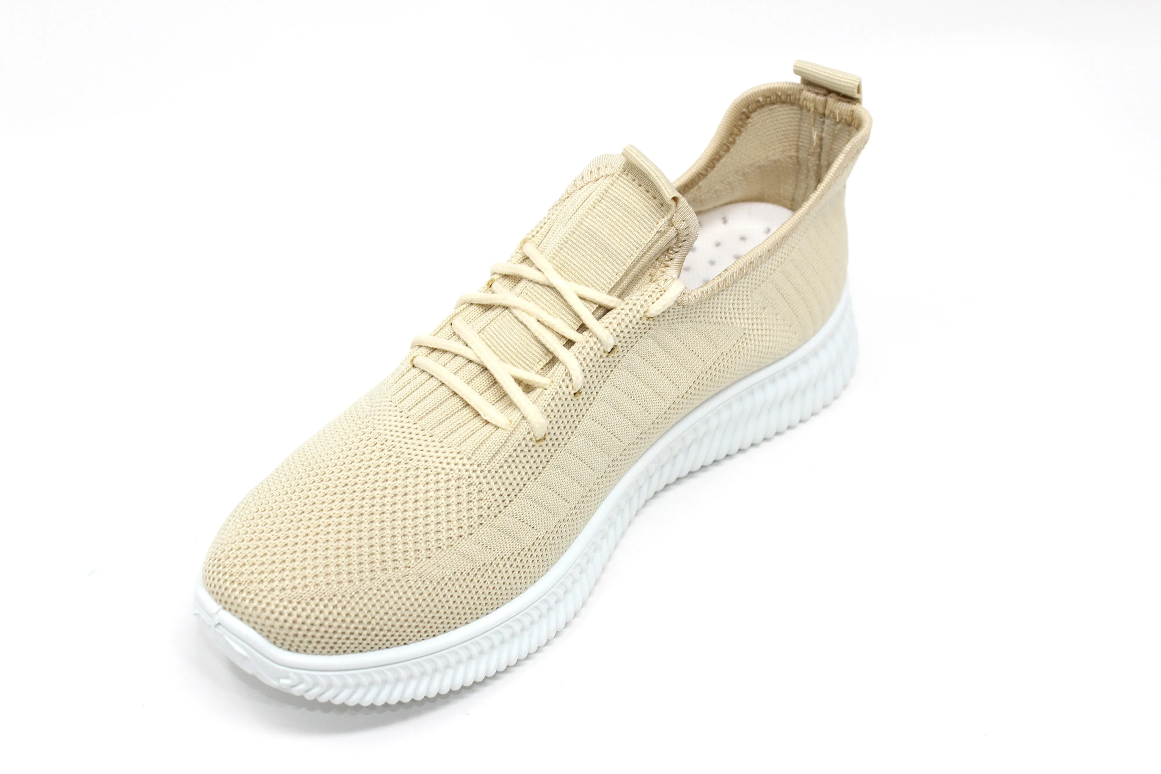 Beige Pull-on elasticated Trainer