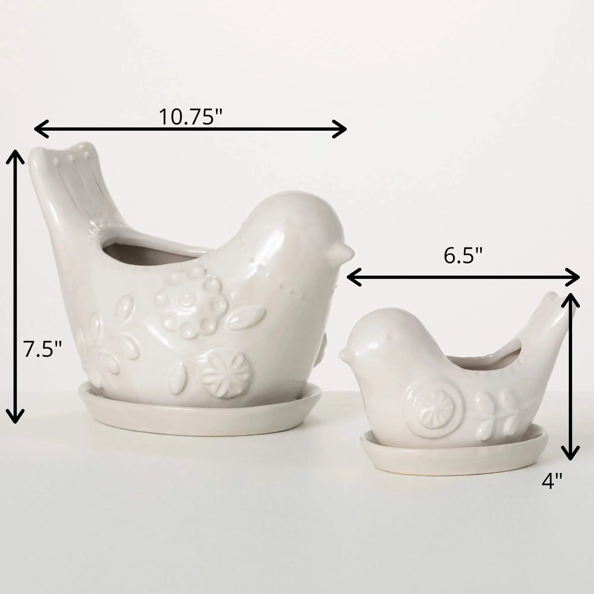 Bird Planter with Saucer, 2 sizes