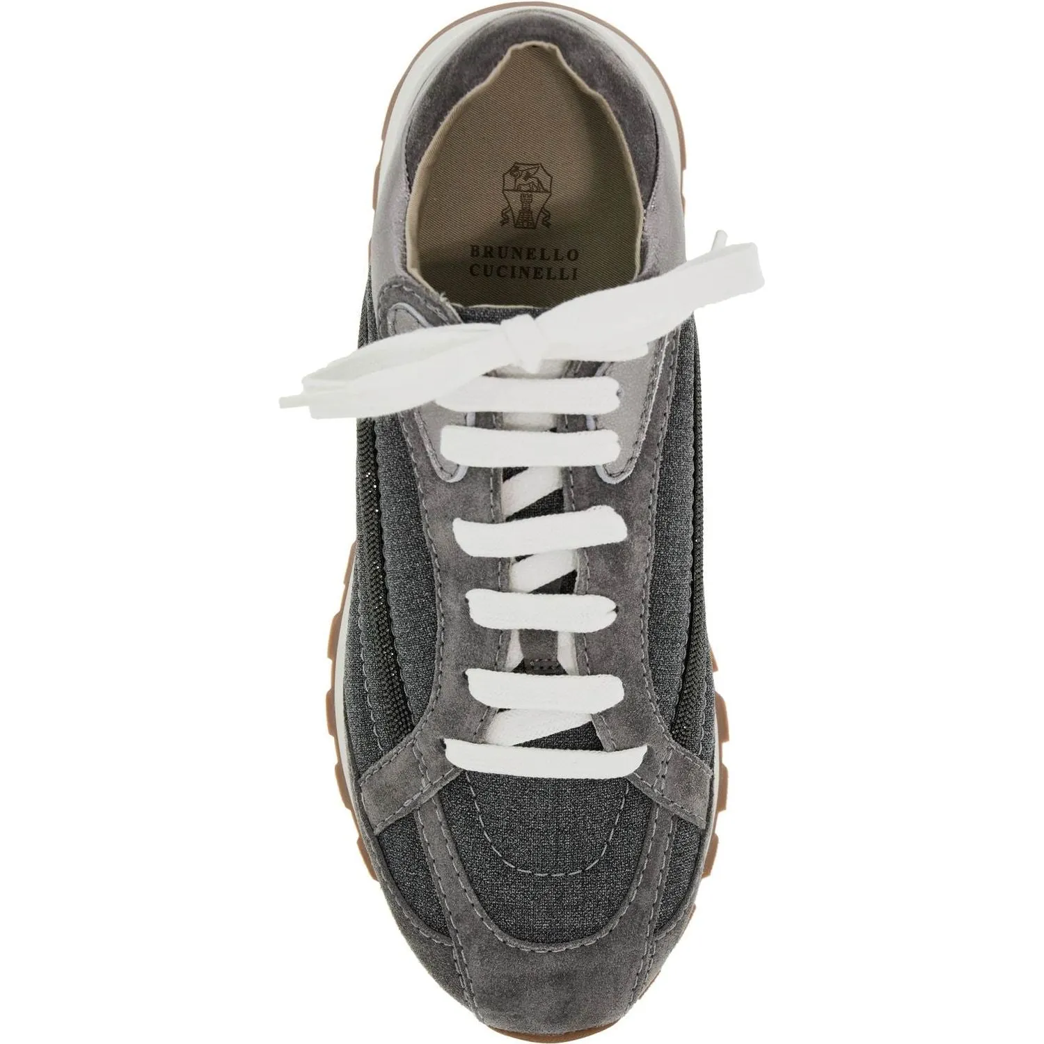 Brunello Cucinelli wool sneakers with precious stripe design