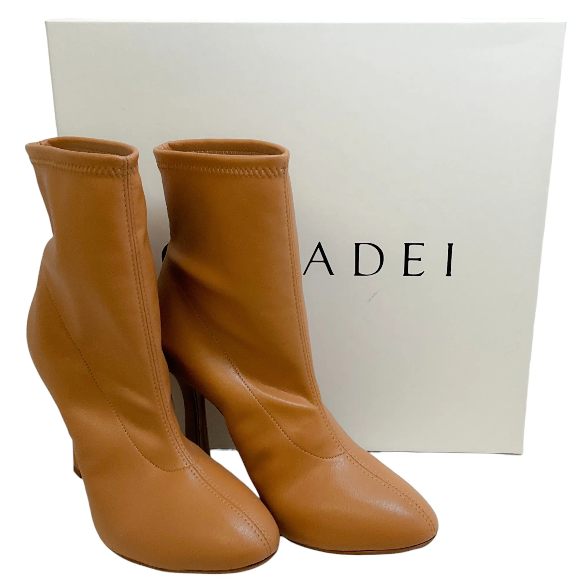 Casadei Camel Leather Sock Booties