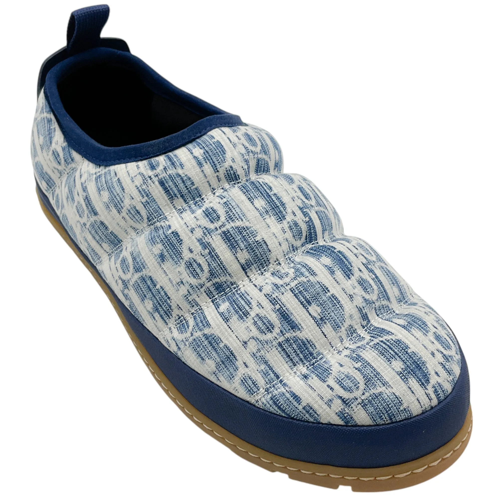 Christian Dior Blue / White Quilted Logo Slip On Clogs