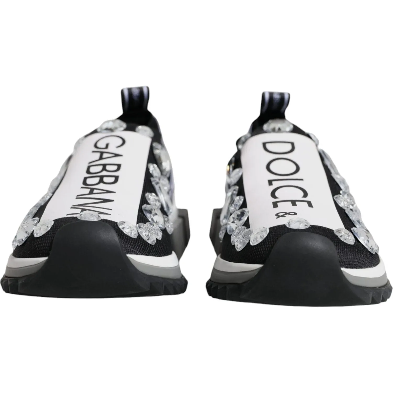 Dolce & Gabbana Black Sorrento Crystals Low Top Sneakers Shoes