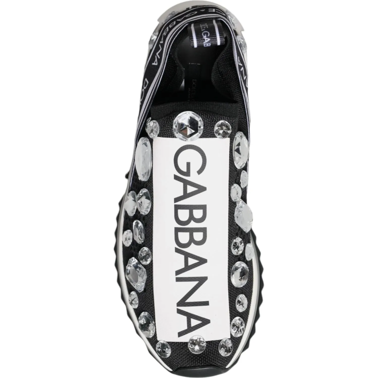 Dolce & Gabbana Black Sorrento Crystals Low Top Sneakers Shoes