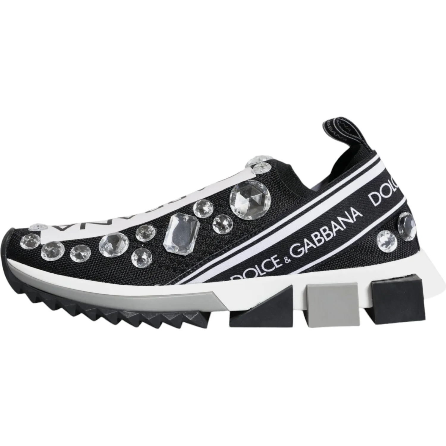 Dolce & Gabbana Black Sorrento Crystals Low Top Sneakers Shoes