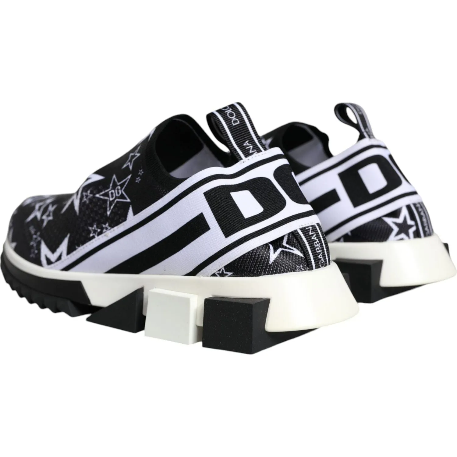 Dolce & Gabbana Black White Star Print Sorrento Sneakers Shoes