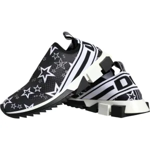 Dolce & Gabbana Black White Star Print Sorrento Sneakers Shoes