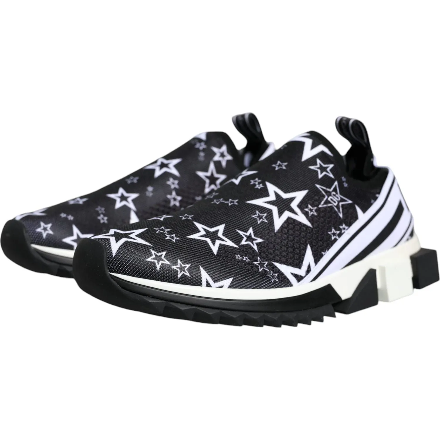 Dolce & Gabbana Black White Star Print Sorrento Sneakers Shoes