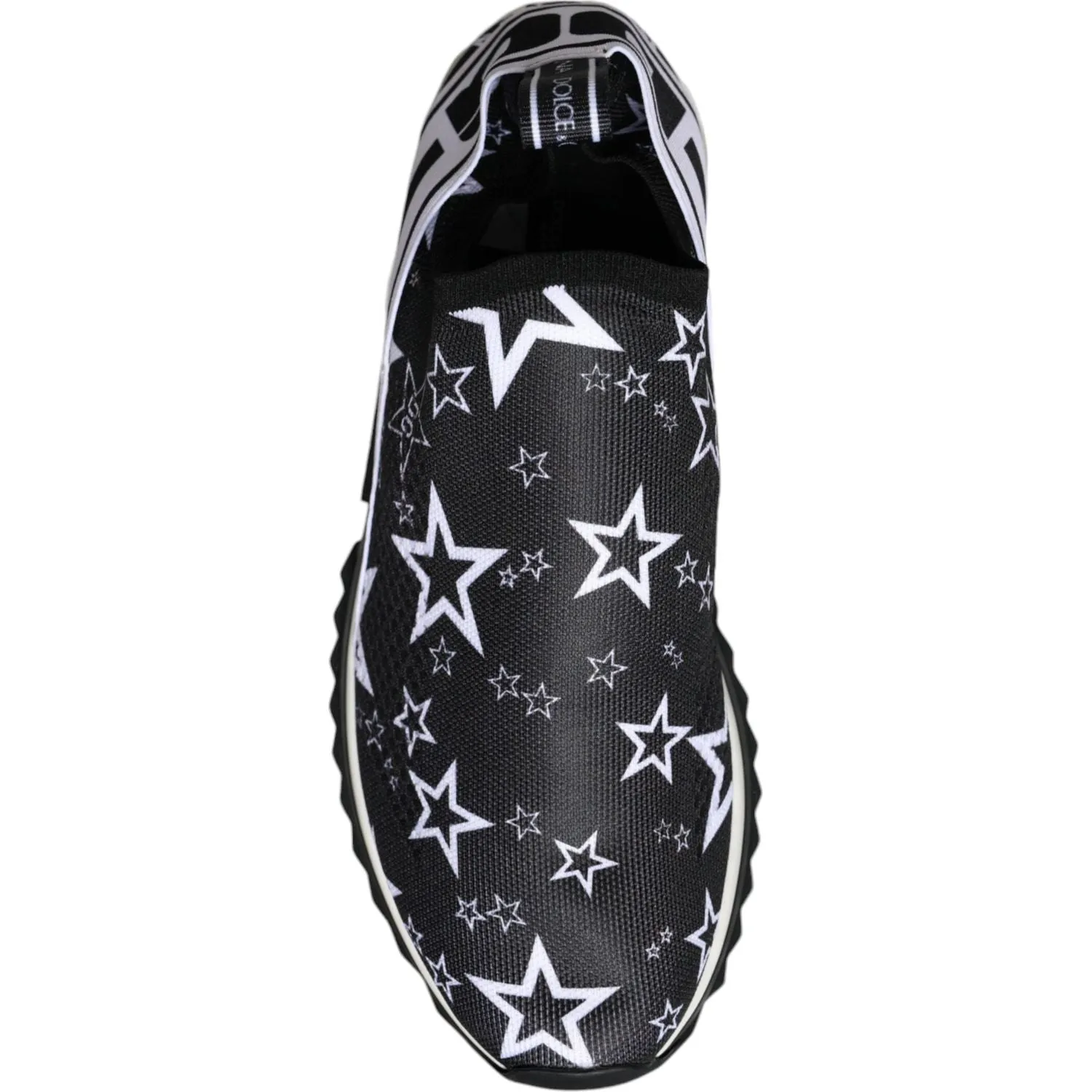 Dolce & Gabbana Black White Star Print Sorrento Sneakers Shoes