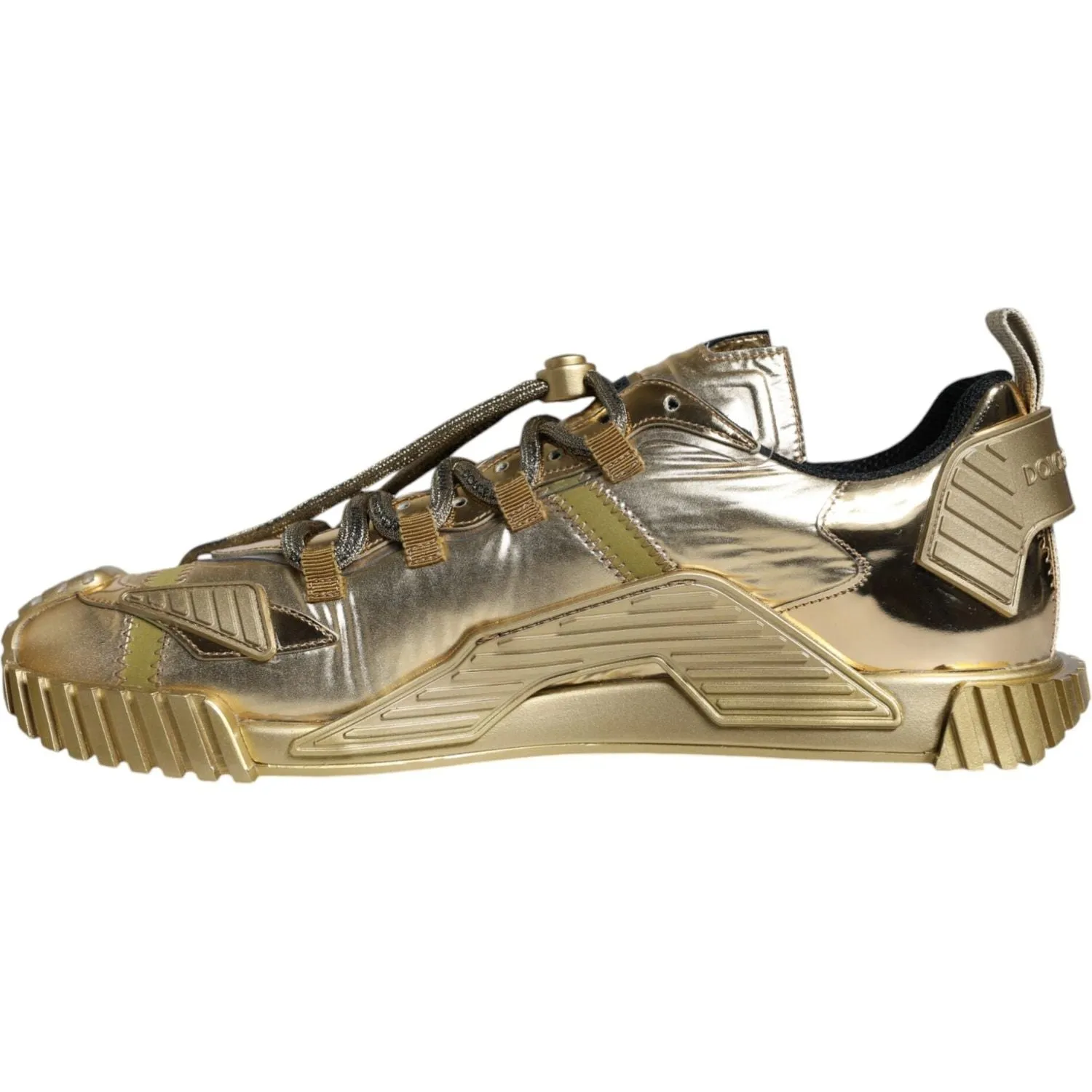 Dolce & Gabbana Gold Stretch Lace Up NS1 Sneakers Shoes