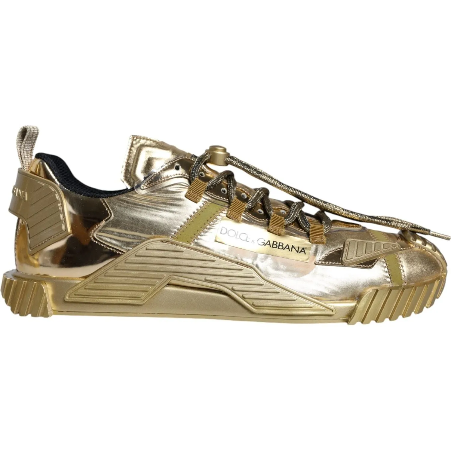 Dolce & Gabbana Gold Stretch Lace Up NS1 Sneakers Shoes