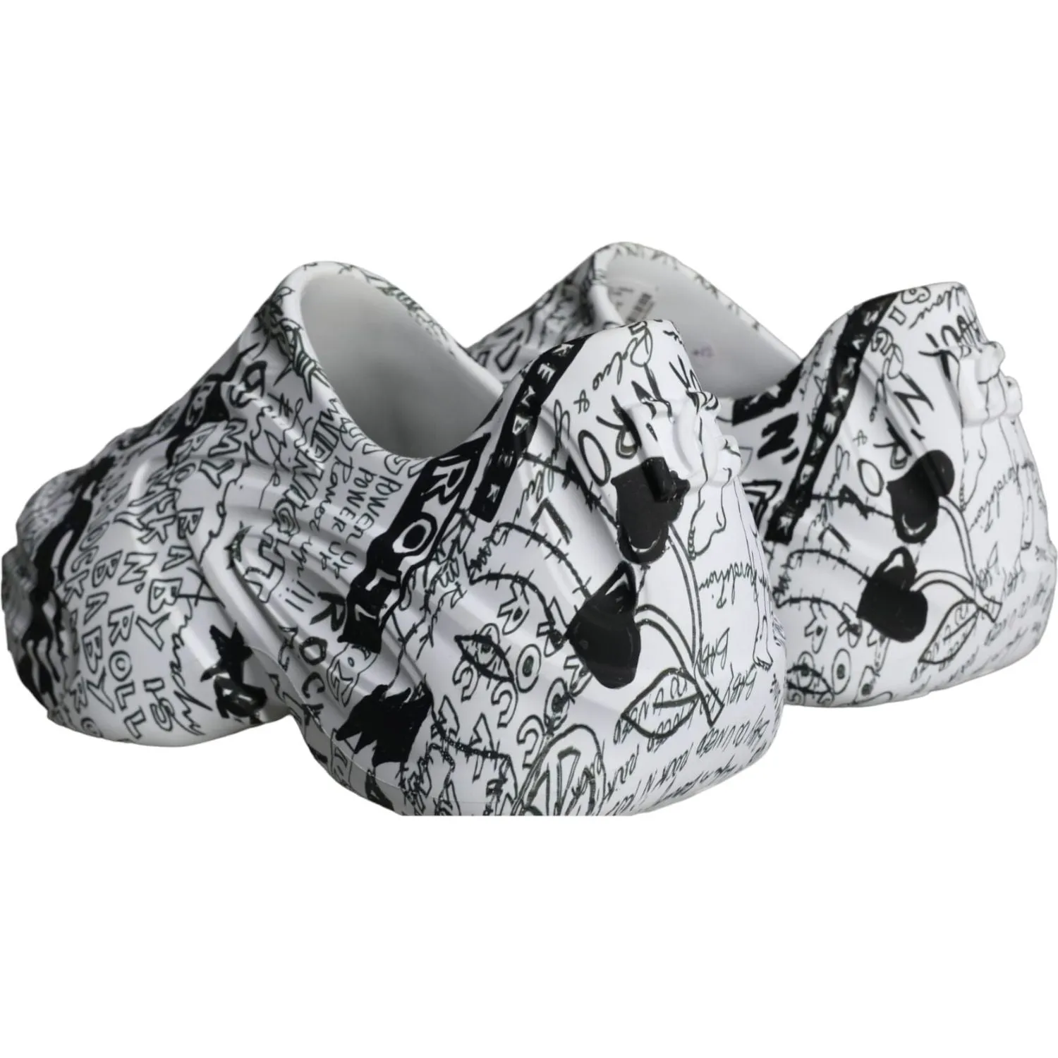 Dolce & Gabbana White Black Graffiti Daymaster Sneakers Shoes