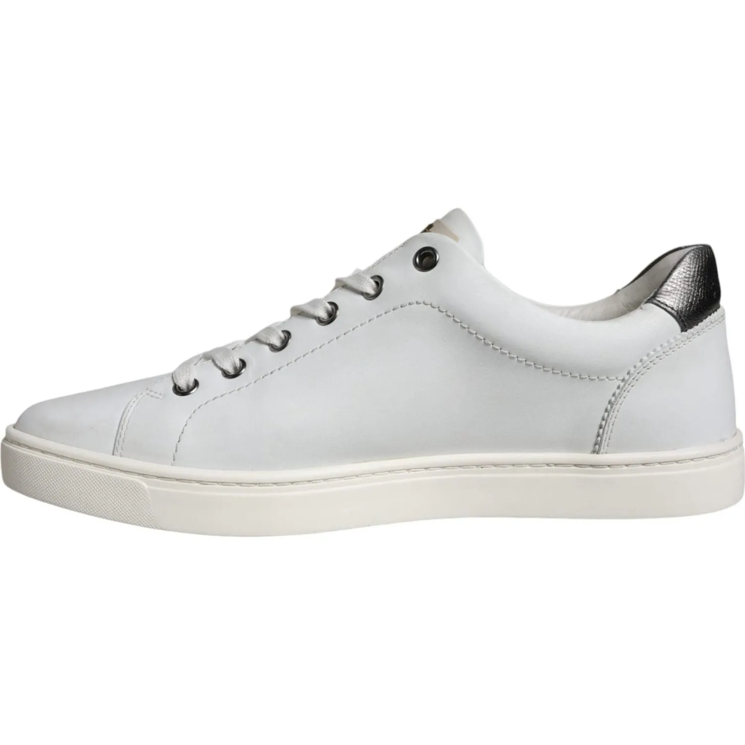 Dolce & Gabbana White Leather Heart Low Top Casual Sneakers Shoes