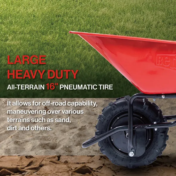 Electric Wheelbarrow with 24v Motor, 330 lb Capacity, Heavy-Duty Tires