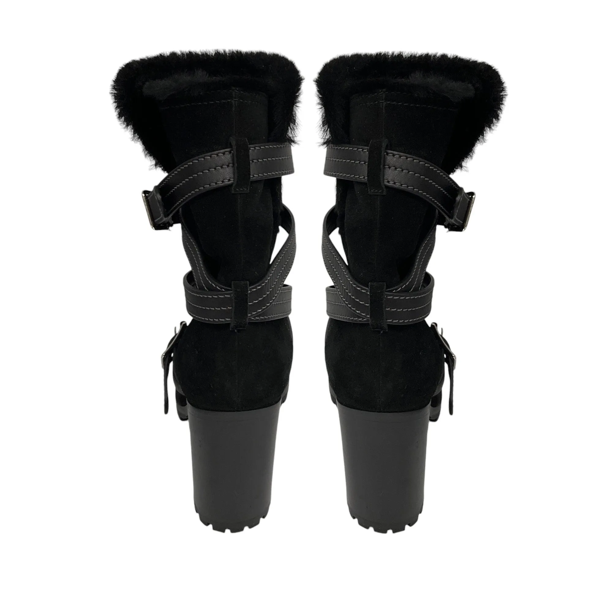 Gianvito Rossi Black Shearling Lined Suede Boots