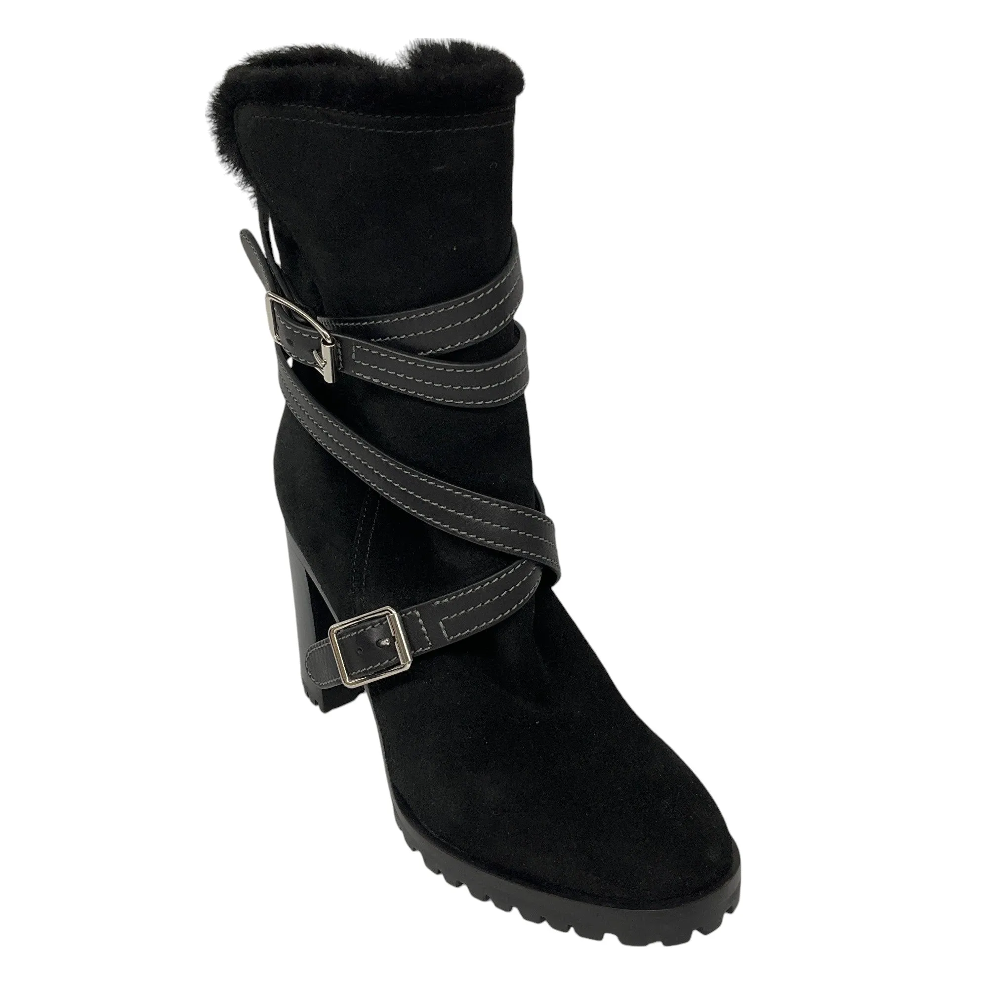 Gianvito Rossi Black Shearling Lined Suede Boots