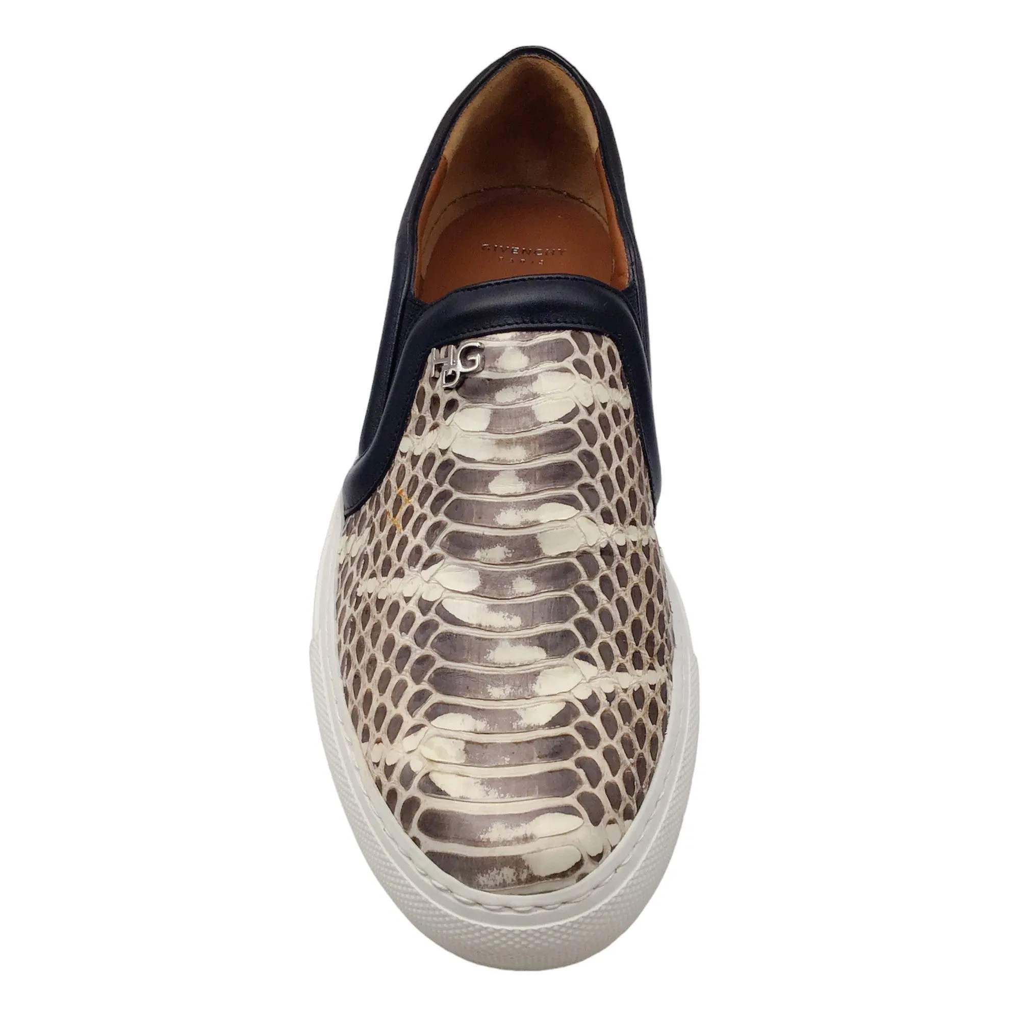 Givenchy Brown / Black Snake Print Slip-On Sneakers