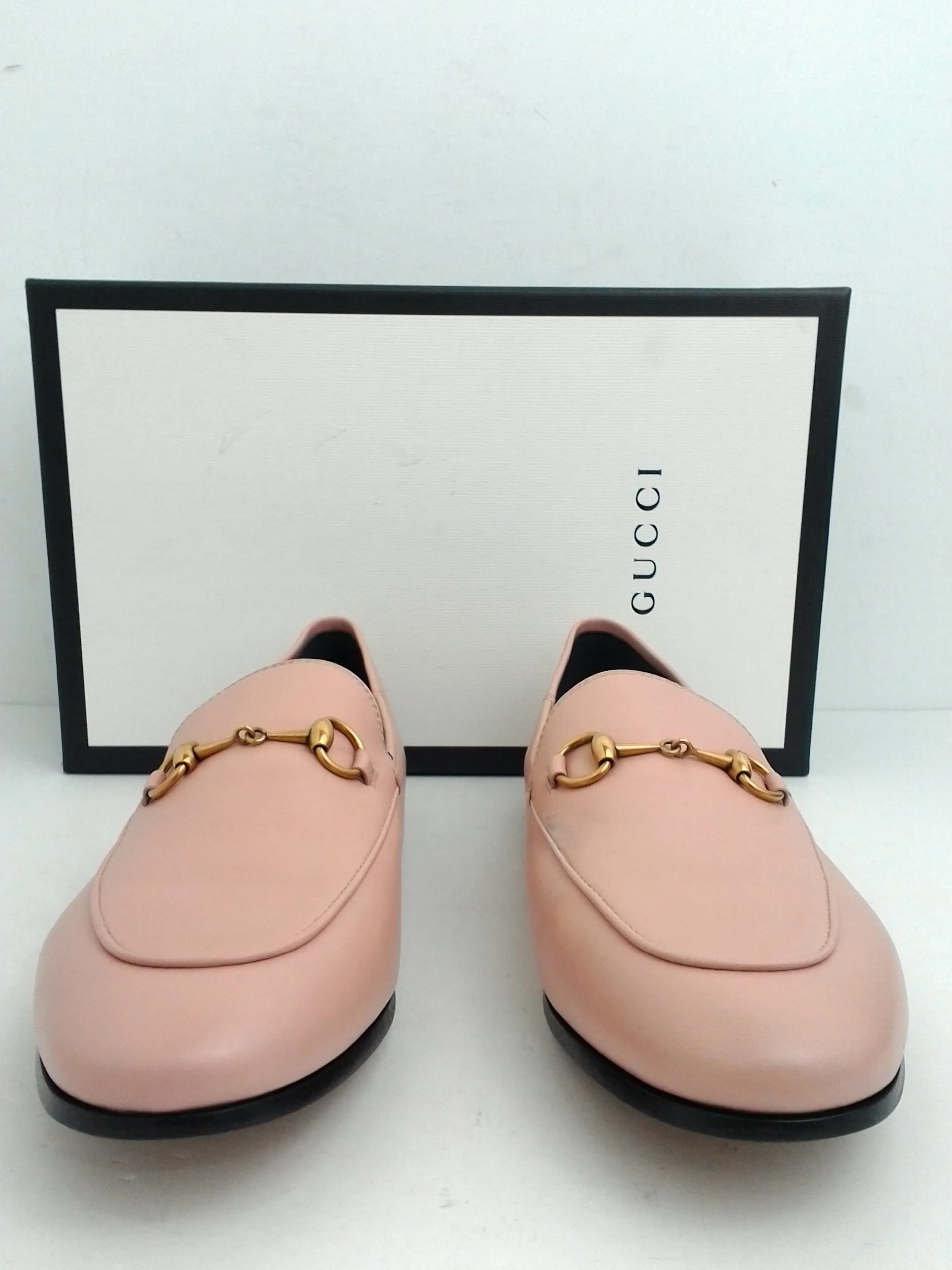 Gucci Women's Soft Pink Leather Flat Loafer Size 39.5