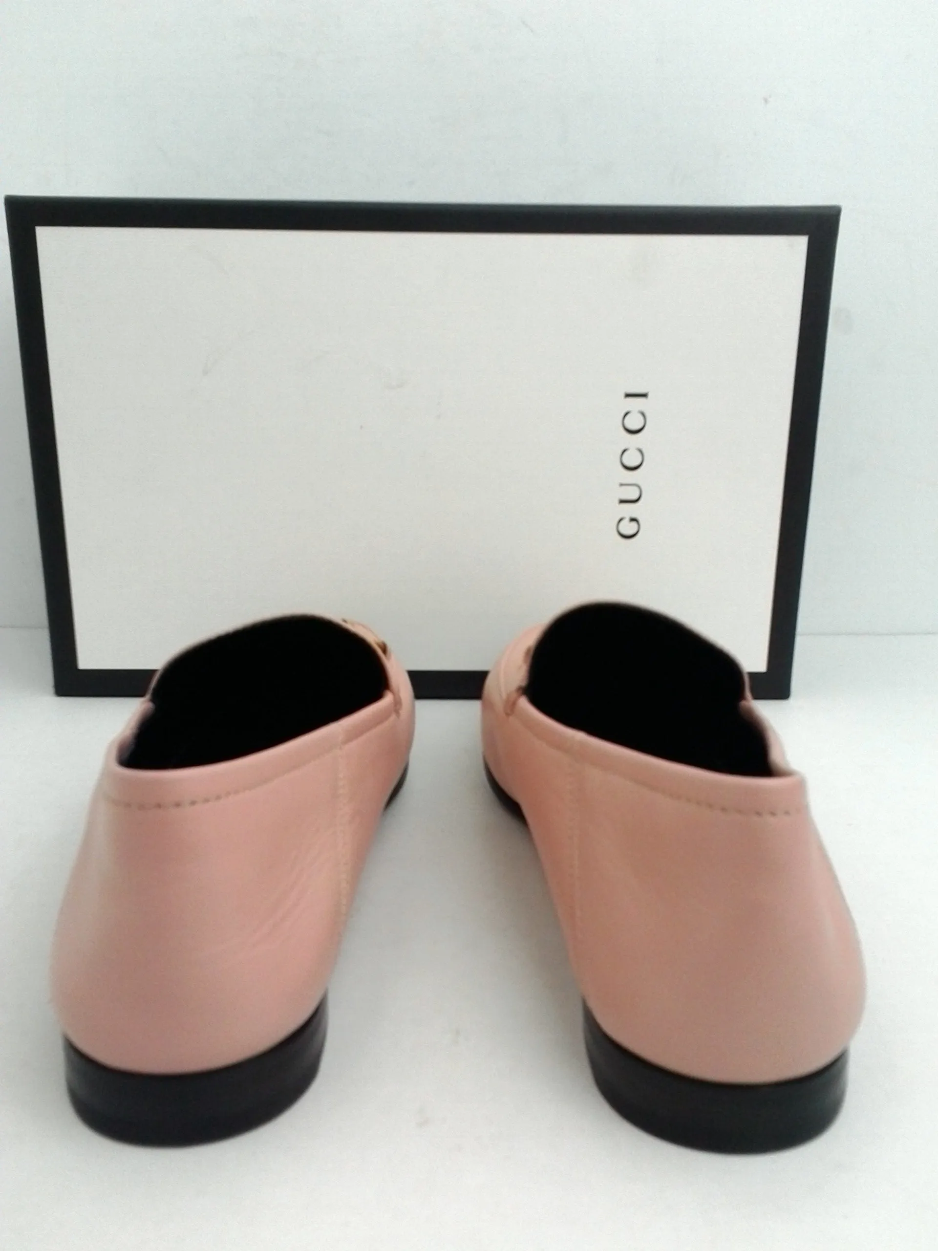 Gucci Women's Soft Pink Leather Flat Loafer Size 39.5