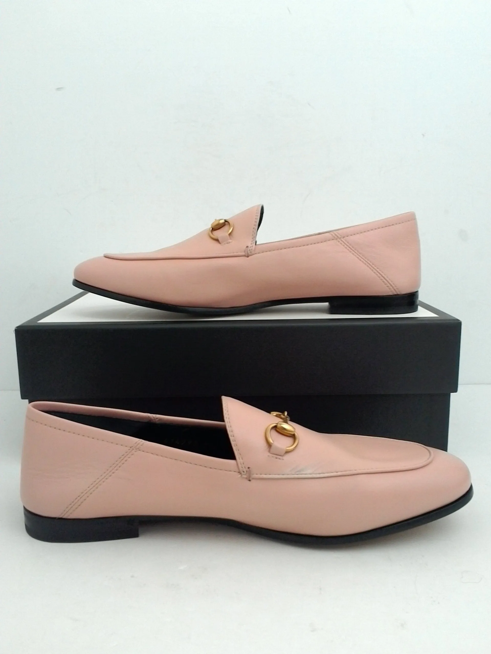 Gucci Women's Soft Pink Leather Flat Loafer Size 39.5