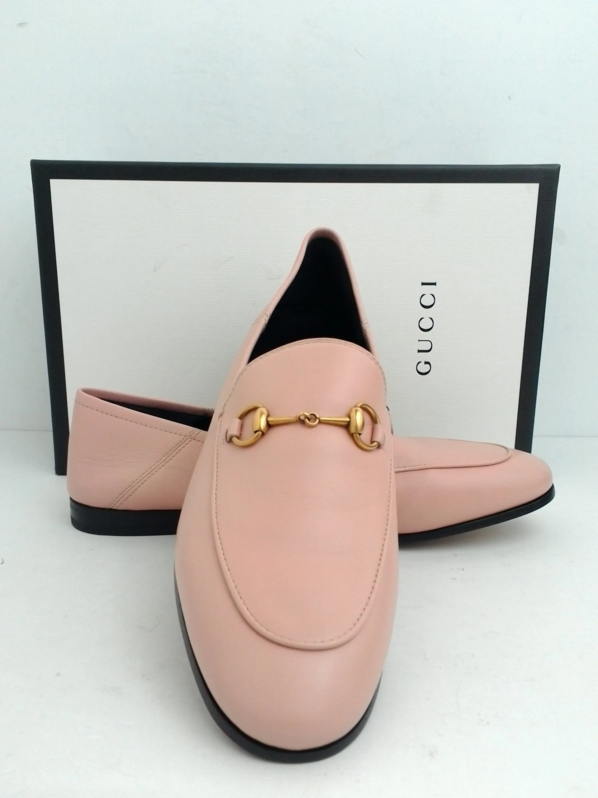 Gucci Women's Soft Pink Leather Flat Loafer Size 39.5