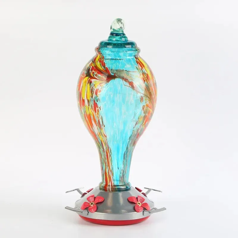 Hand Blown Glass Hummingbird Feeder - 25 Ounces