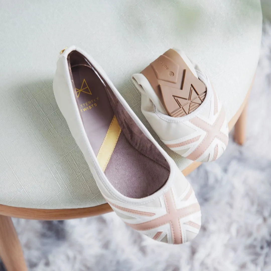 JACQUI Ballet Flat Shoes - Grey/Peach/White