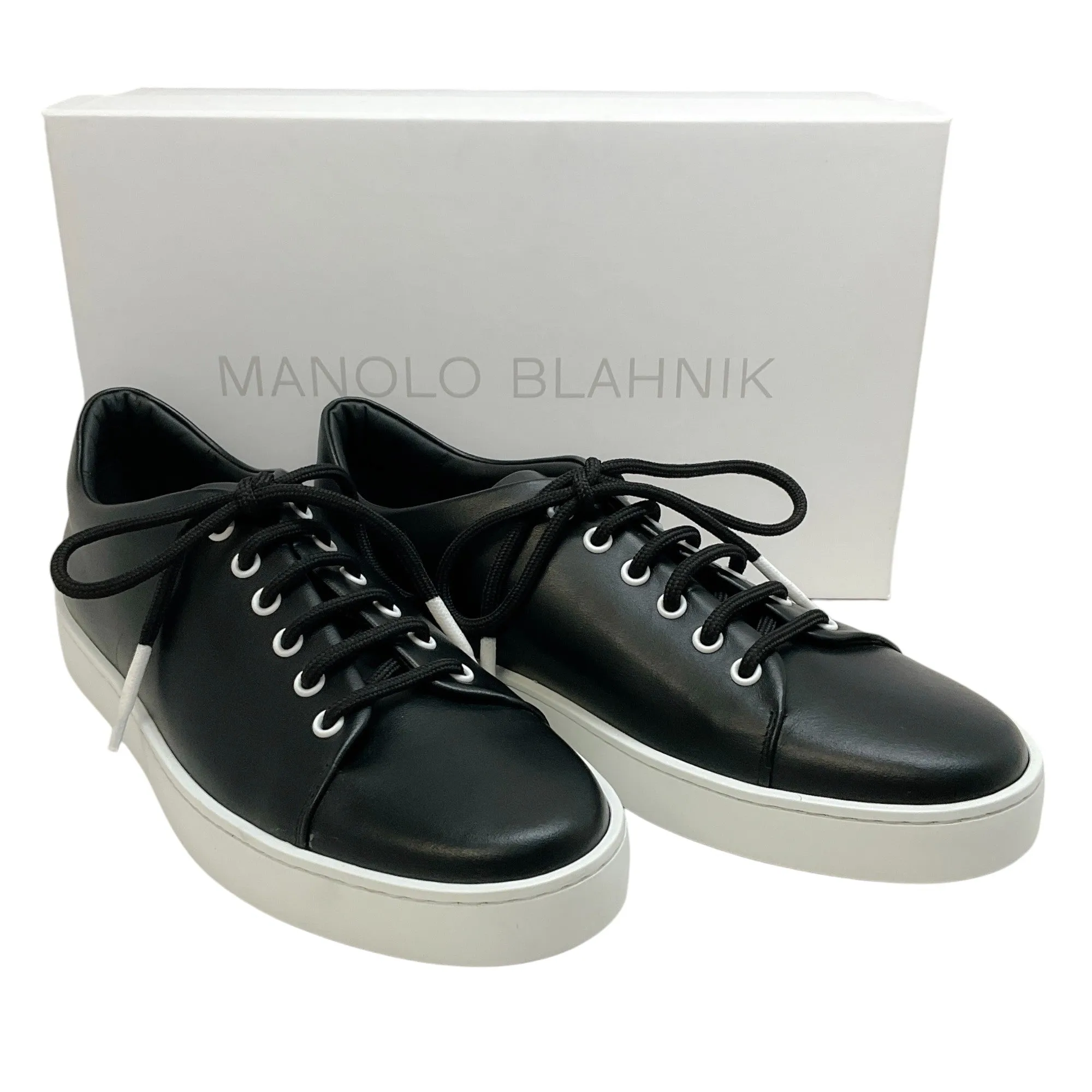 Manolo Blahnik Black Leather Semanada Sneakers