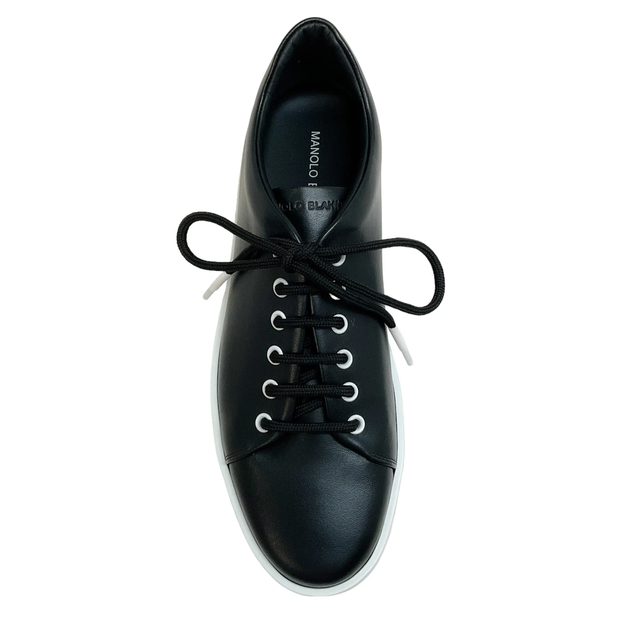 Manolo Blahnik Black Leather Semanada Sneakers