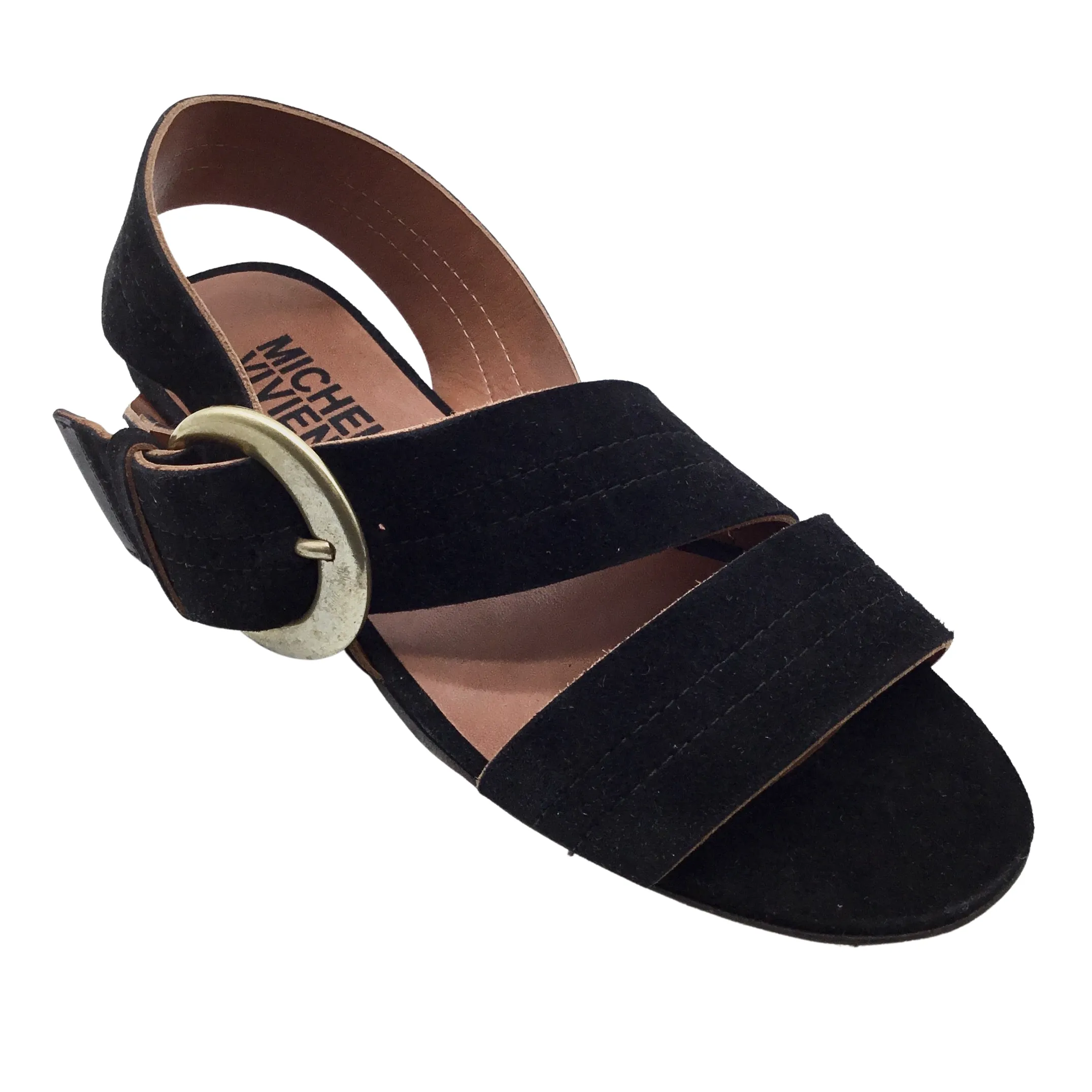 Michel Vivien Black Suede Traver Sandals