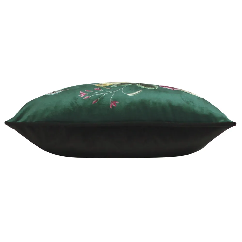 Midnight Garden Bird Cushion Green