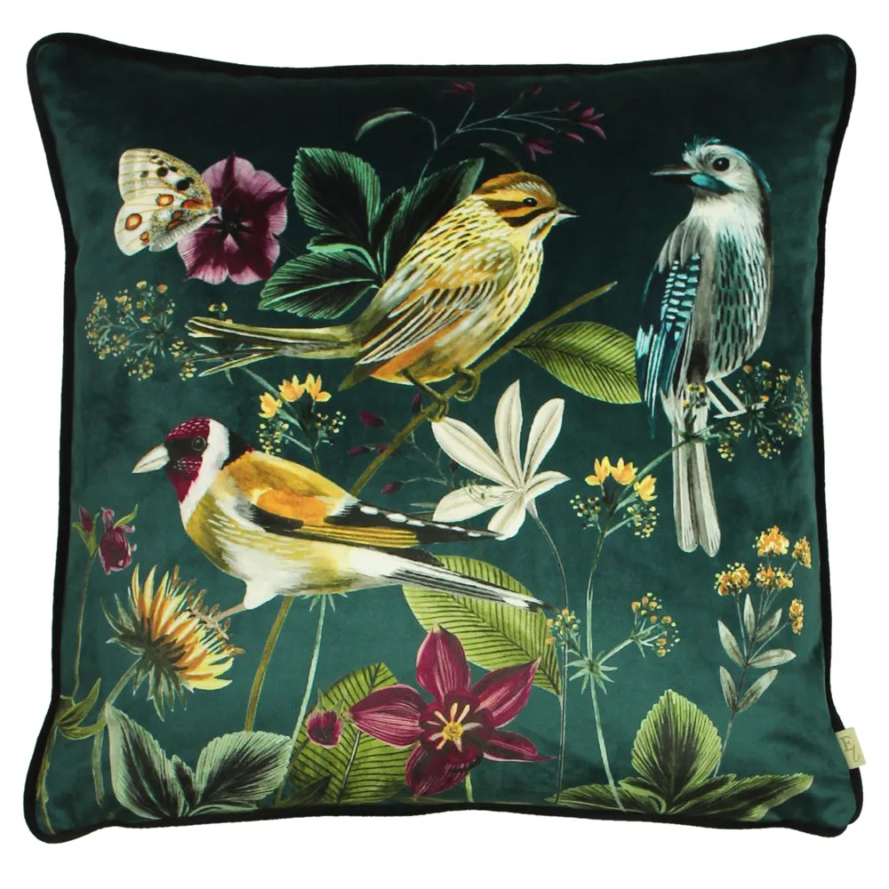 Midnight Garden Bird Cushion Green