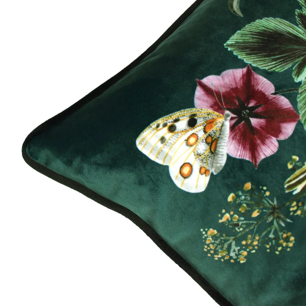 Midnight Garden Bird Cushion Green