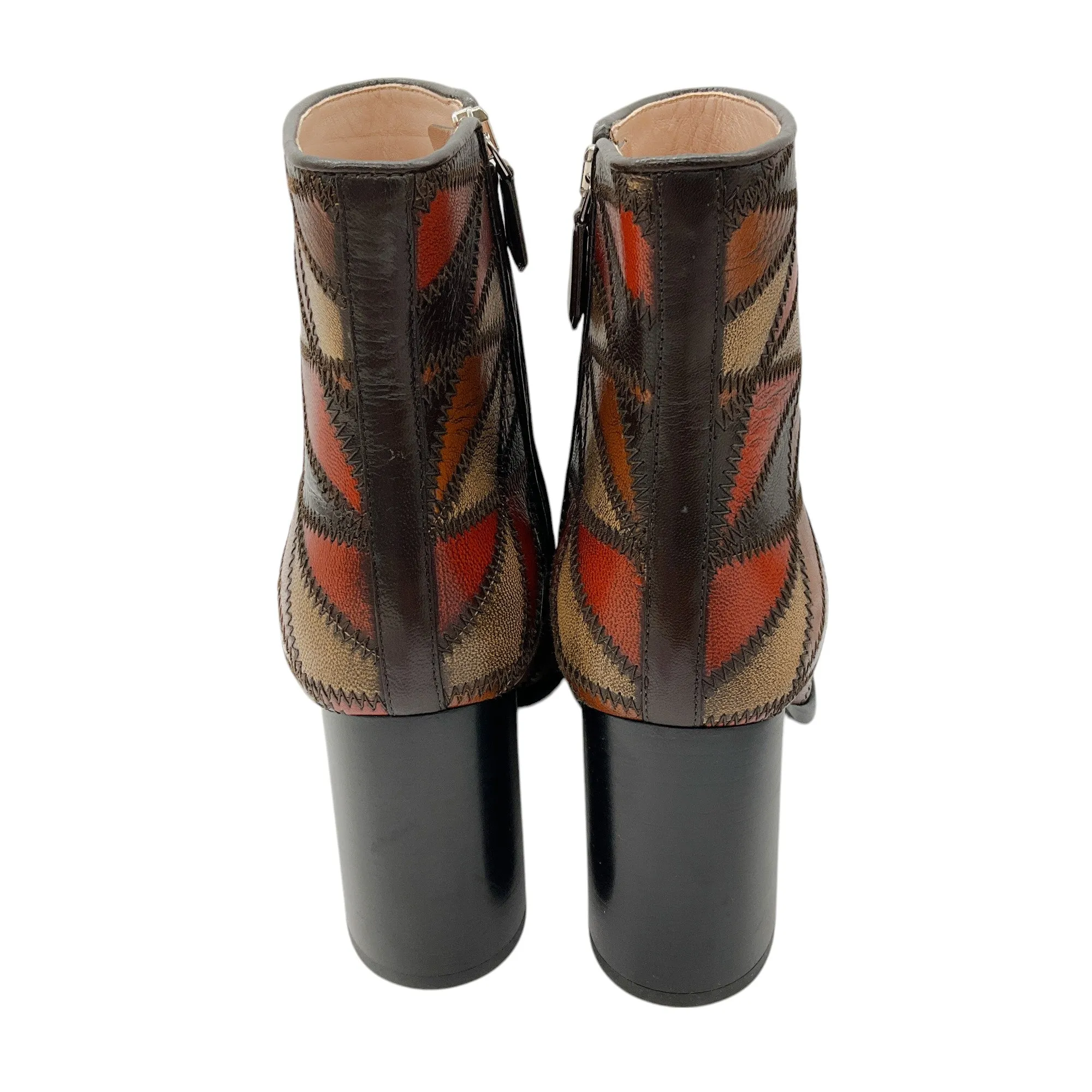 Miu Miu Brown Patchwork Leather Ankle Boots