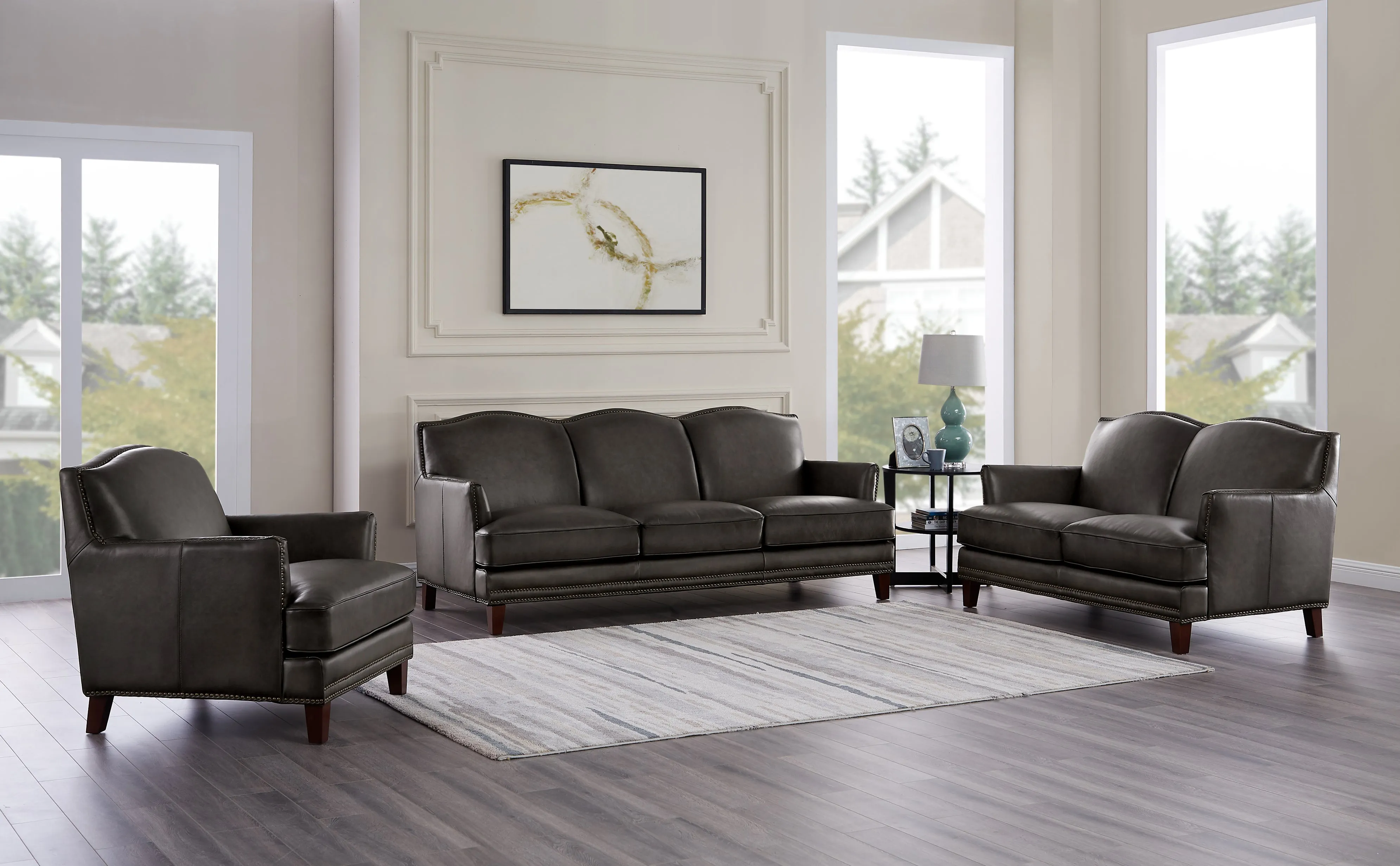 Oxford Leather Sofa Collection, Gray