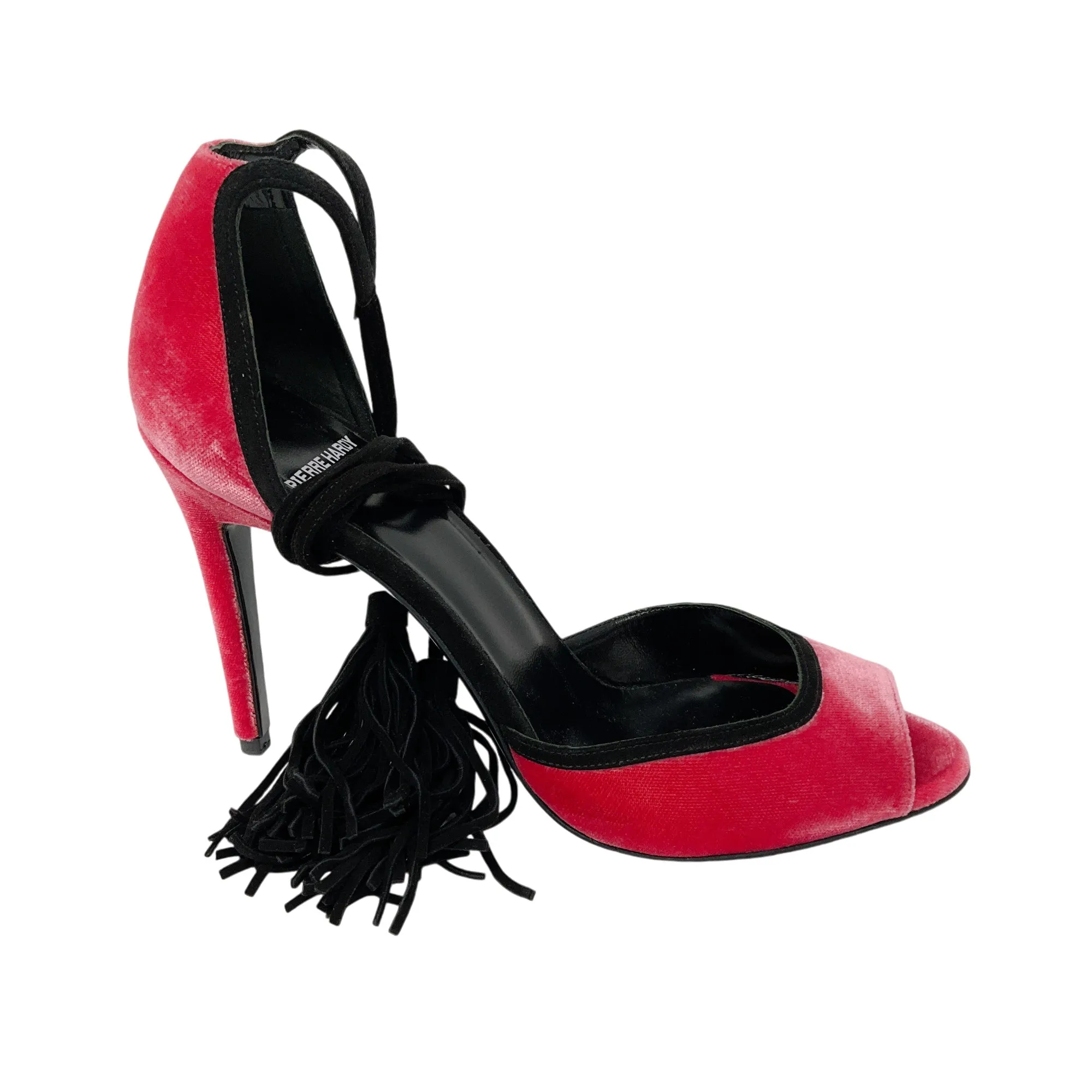 Pierre Hardy Majorelle Pink / Black Suede Trimmed Velvet Sandals