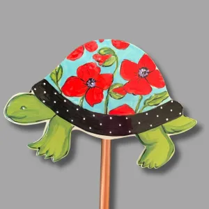 Poppy Turtle Garden Stake