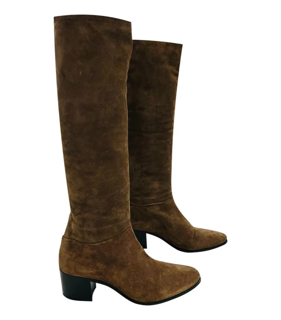 Prada Suede Knee-High Boots. Size 35