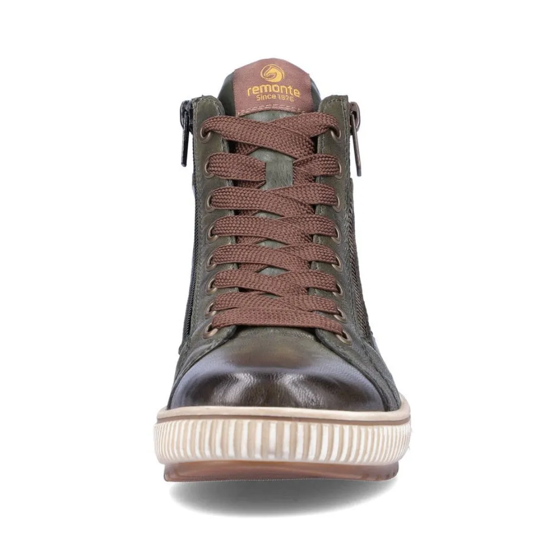 Remonte D0772-52 Ottawa Forest Green Leather Tex High Top Trainer Boots