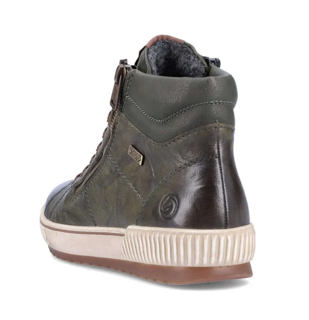 Remonte D0772-52 Ottawa Forest Green Leather Tex High Top Trainer Boots