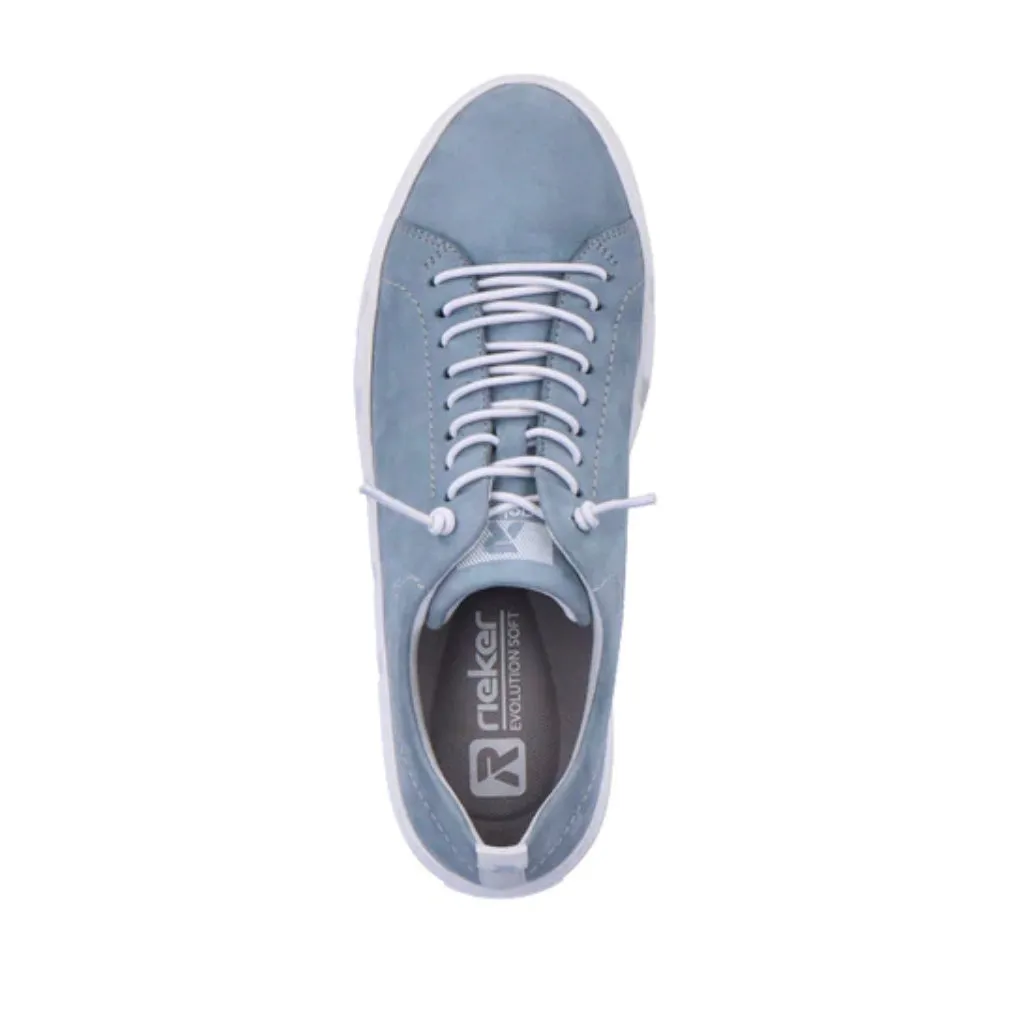 Rieker Evolution W0500-12 Cuba Leather Light Blue Flatform Bungie Trainers