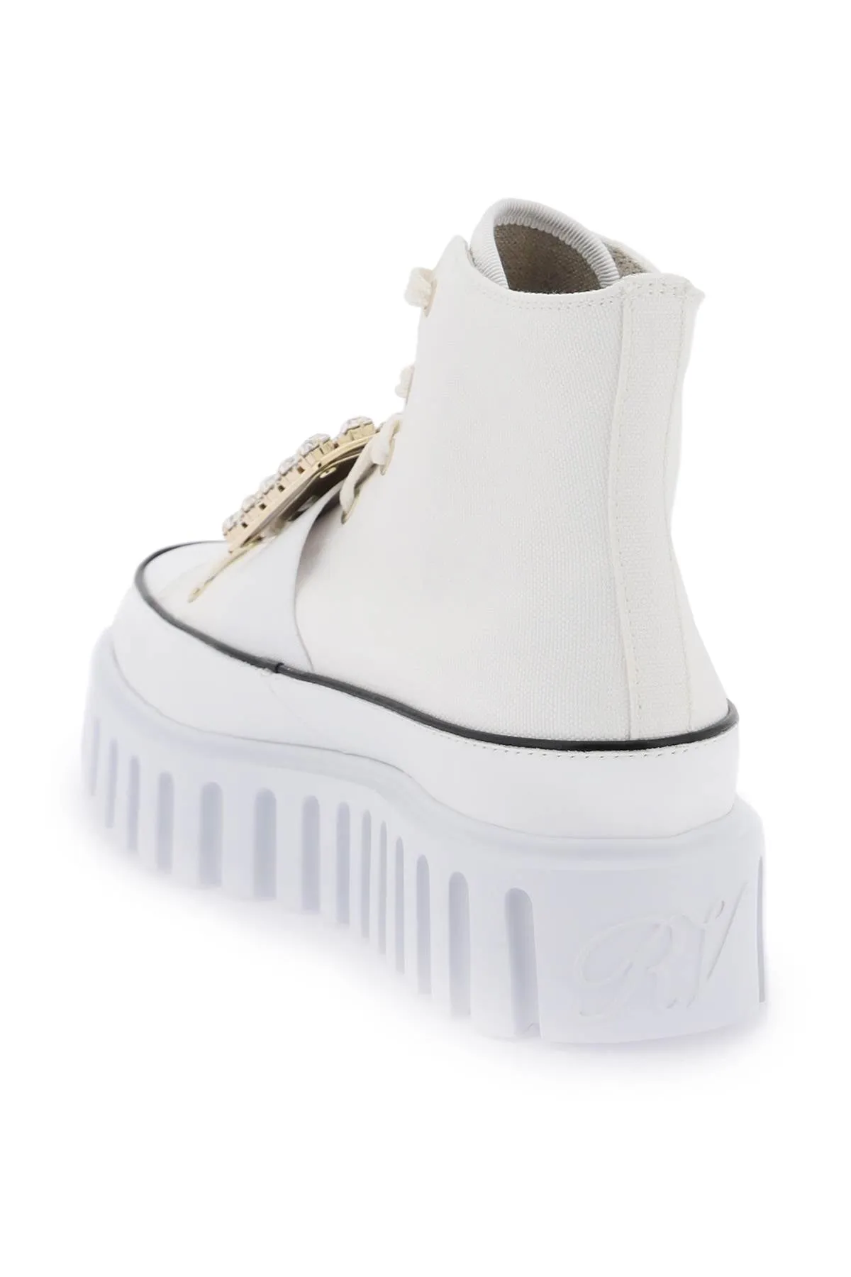 Roger vivier viv' go-thick canvas high-top sneakers with buckle