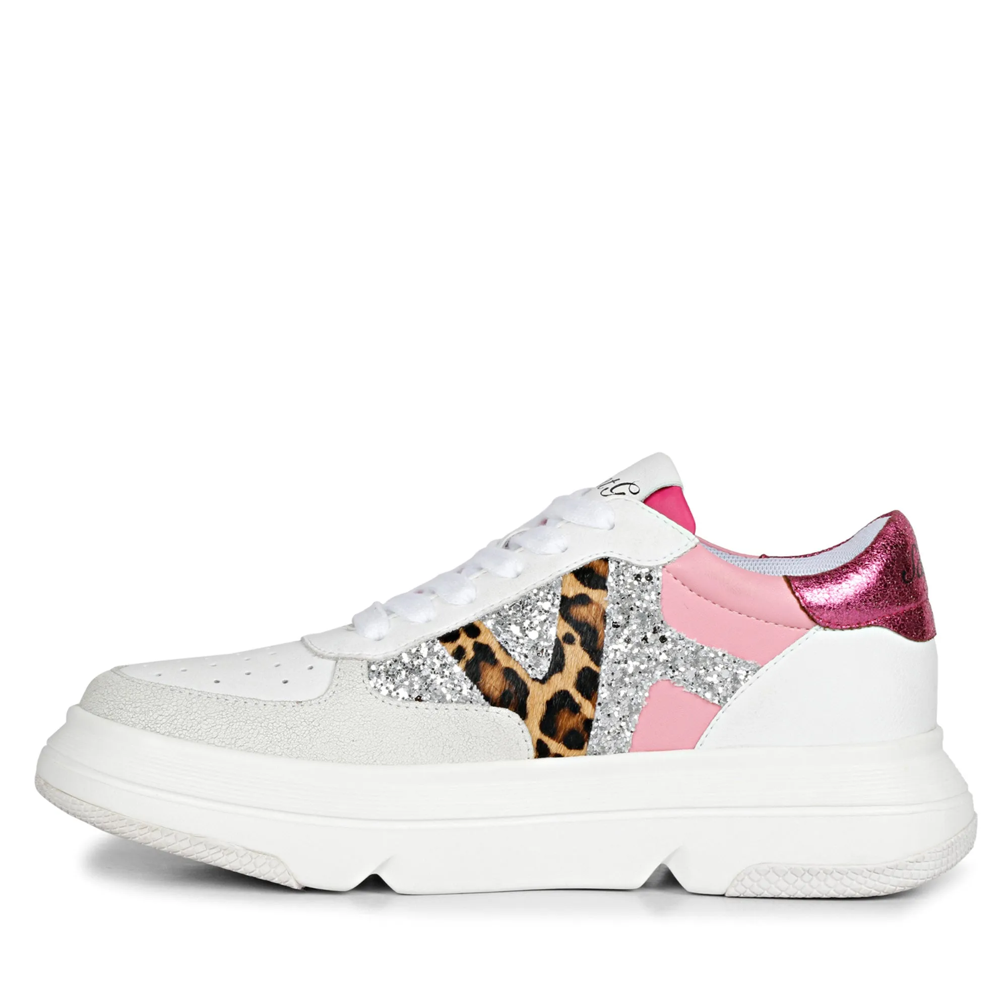 Saint Antea  Metal Studs Pink Leather Sneakers